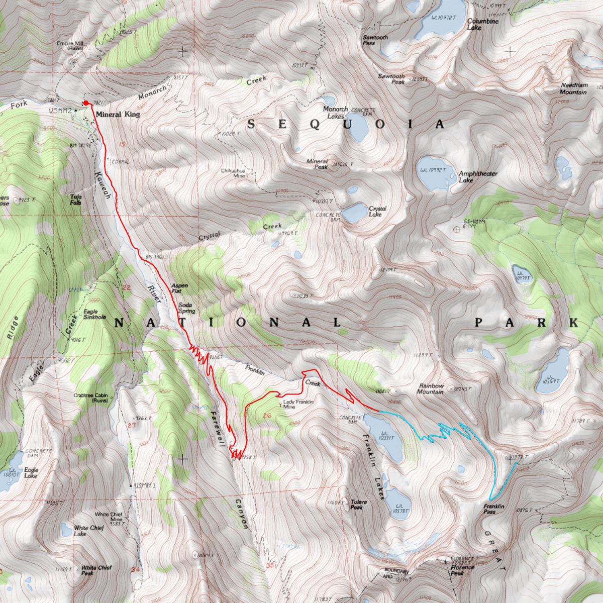 Hamilton Lakes / Pass - CalTopo