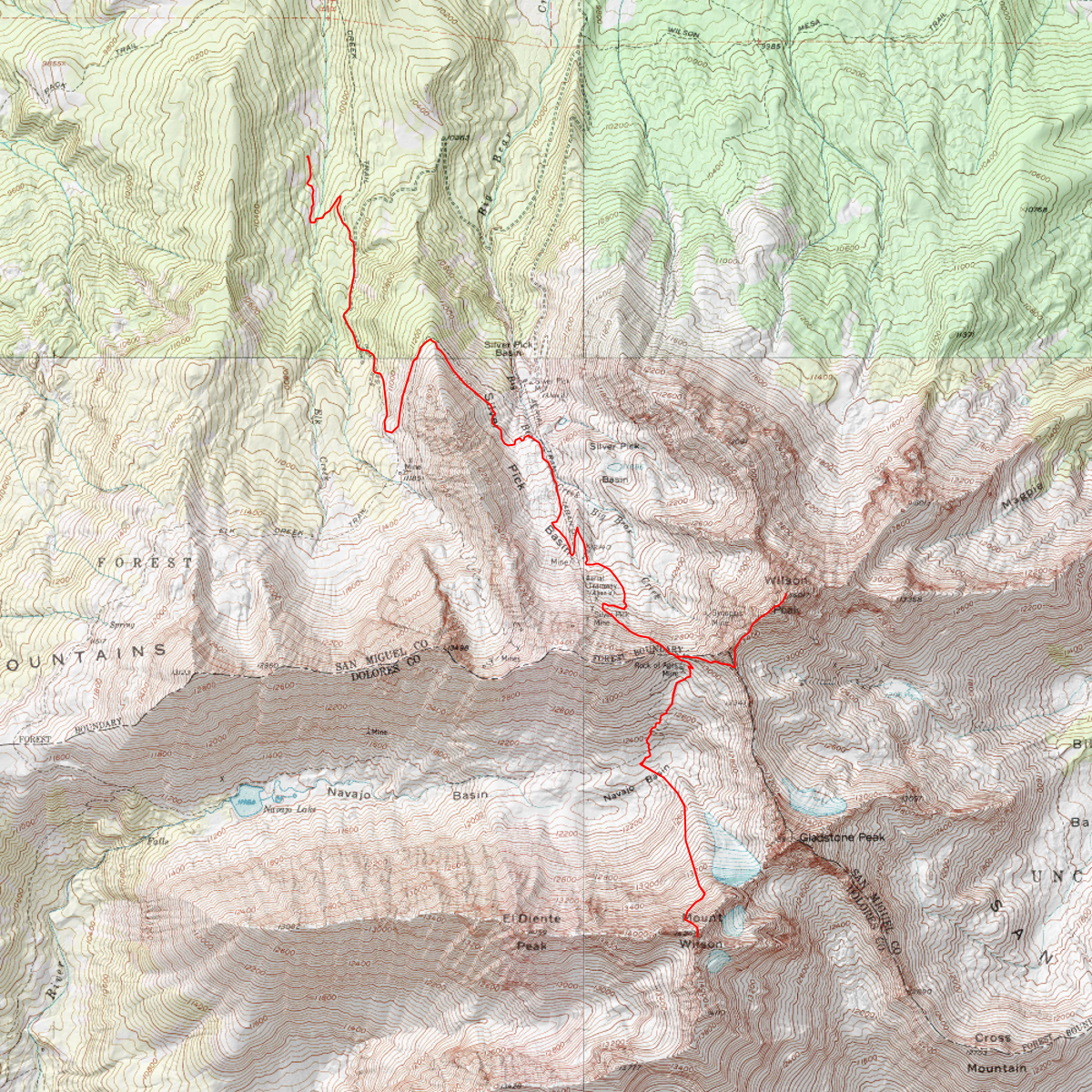 Wilson Peak and Mt Wilson Route - CalTopo