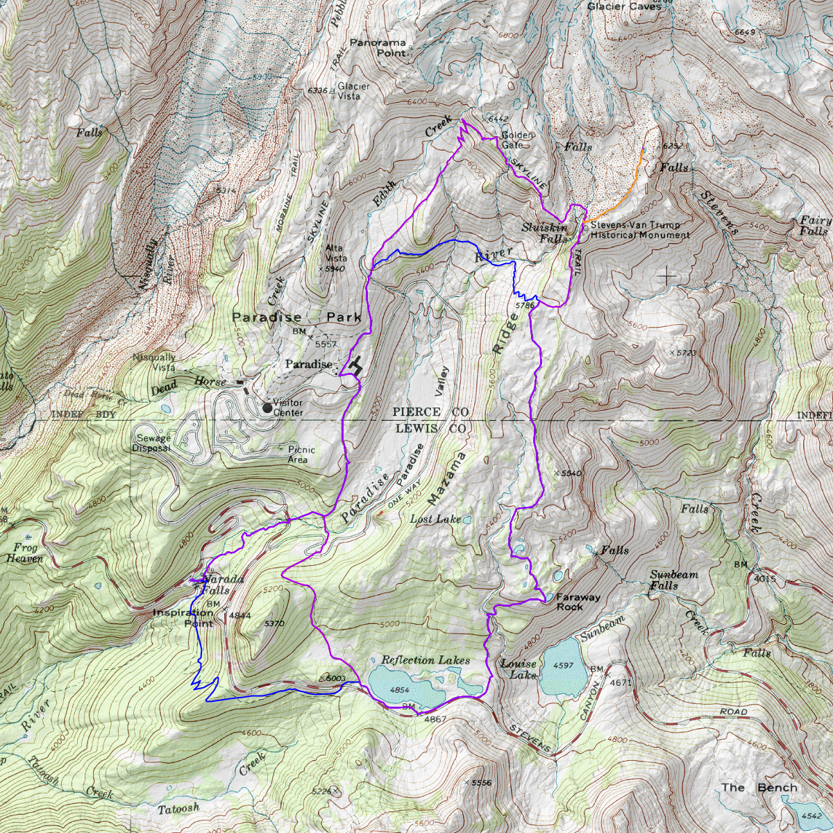 Paradise and Mazama Ridge 2025 - CalTopo