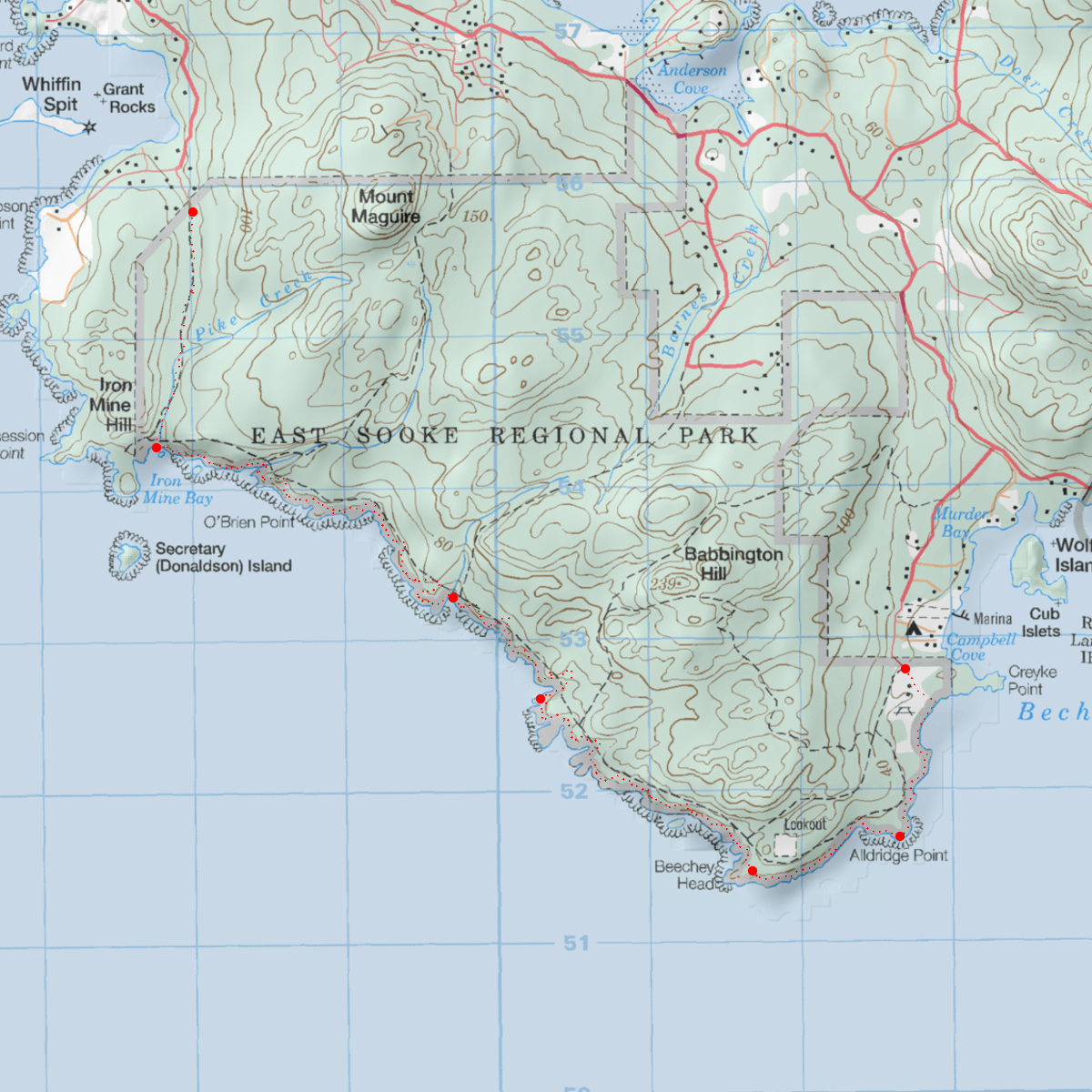 East Sooke Regional Park, Coast Trail - Apr 7, 2019 - CalTopo