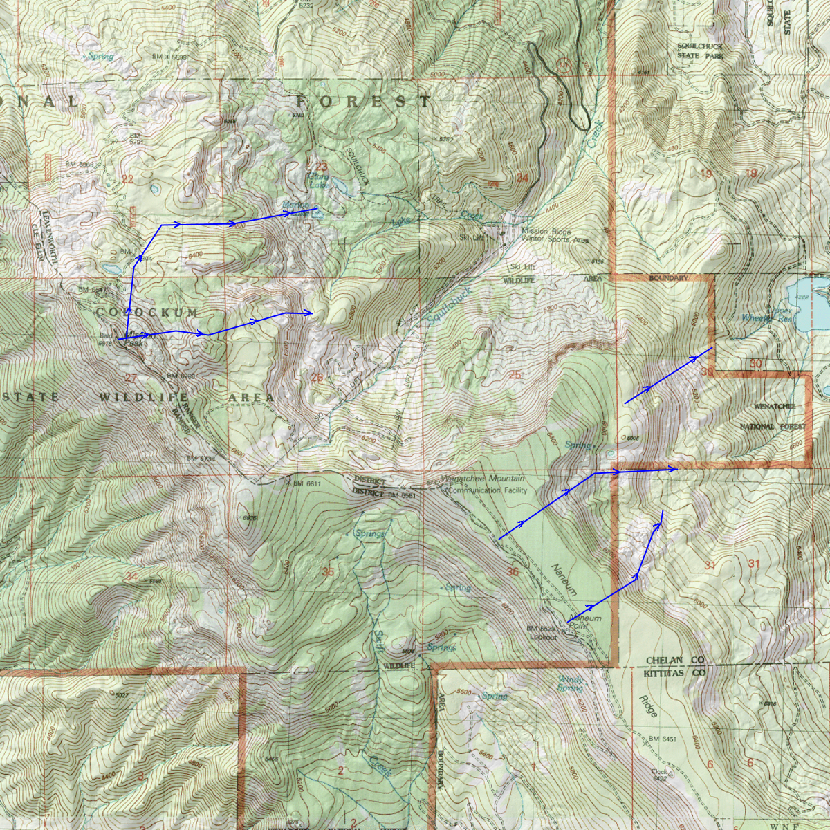 Mission Ridge Ski Tours - CalTopo