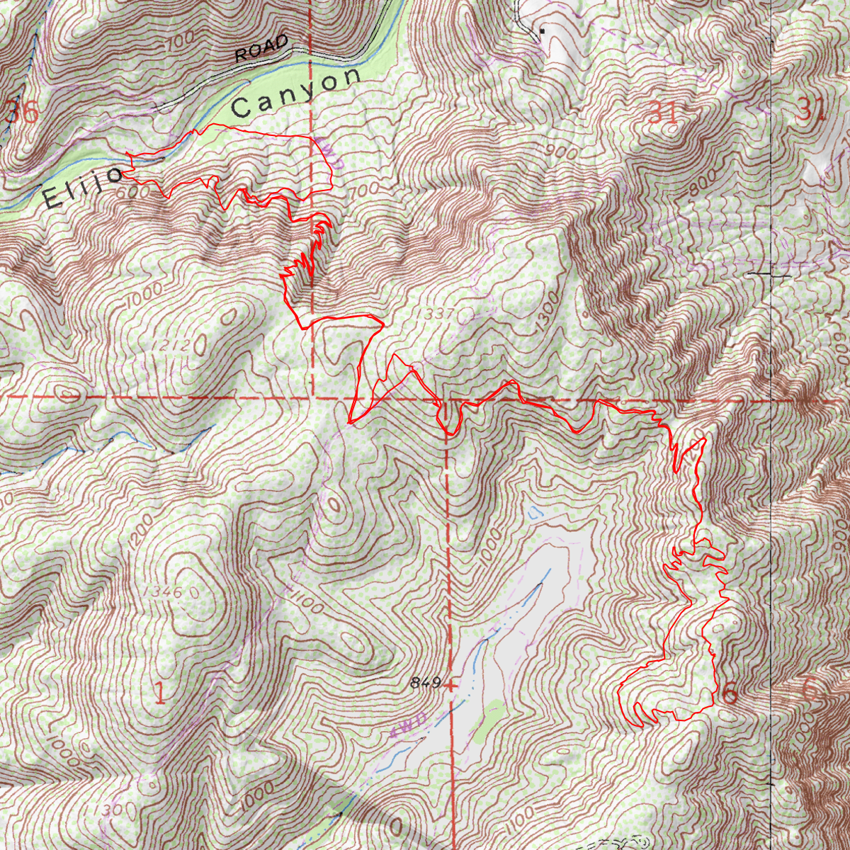 Way Up Trail to Lake Hodges Overlook - CalTopo