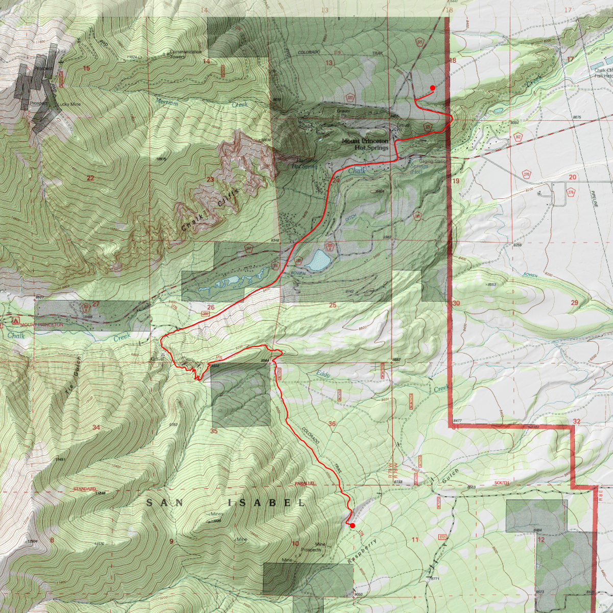 Raspberry Gulch to finish - CalTopo