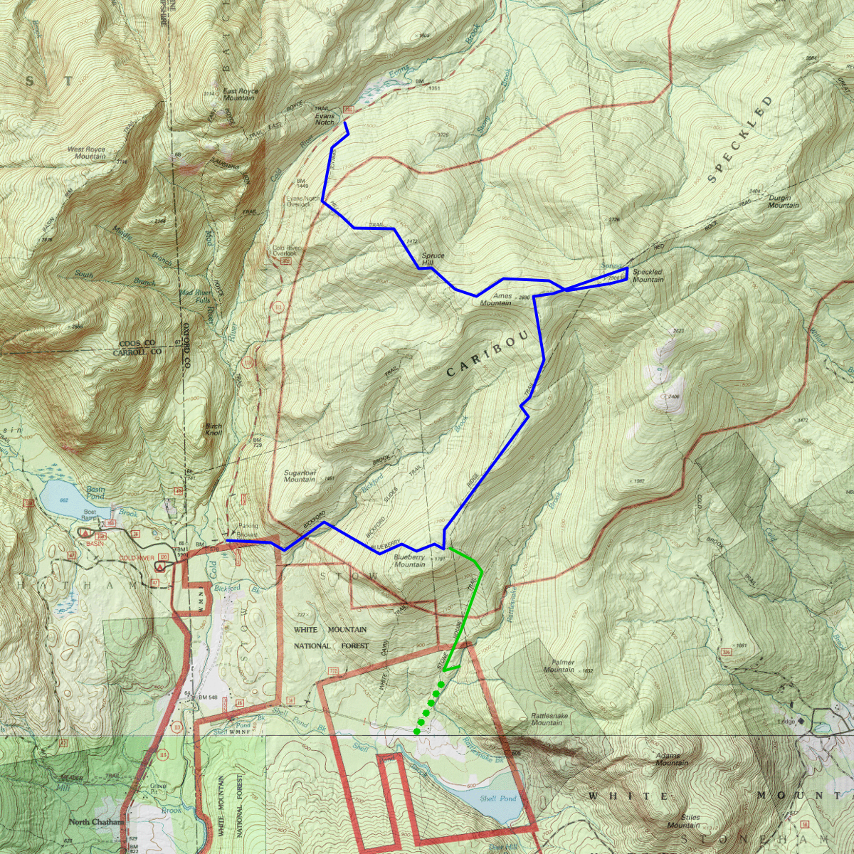 Speckled Mountain and the Blueberry Ridge Trail - CalTopo