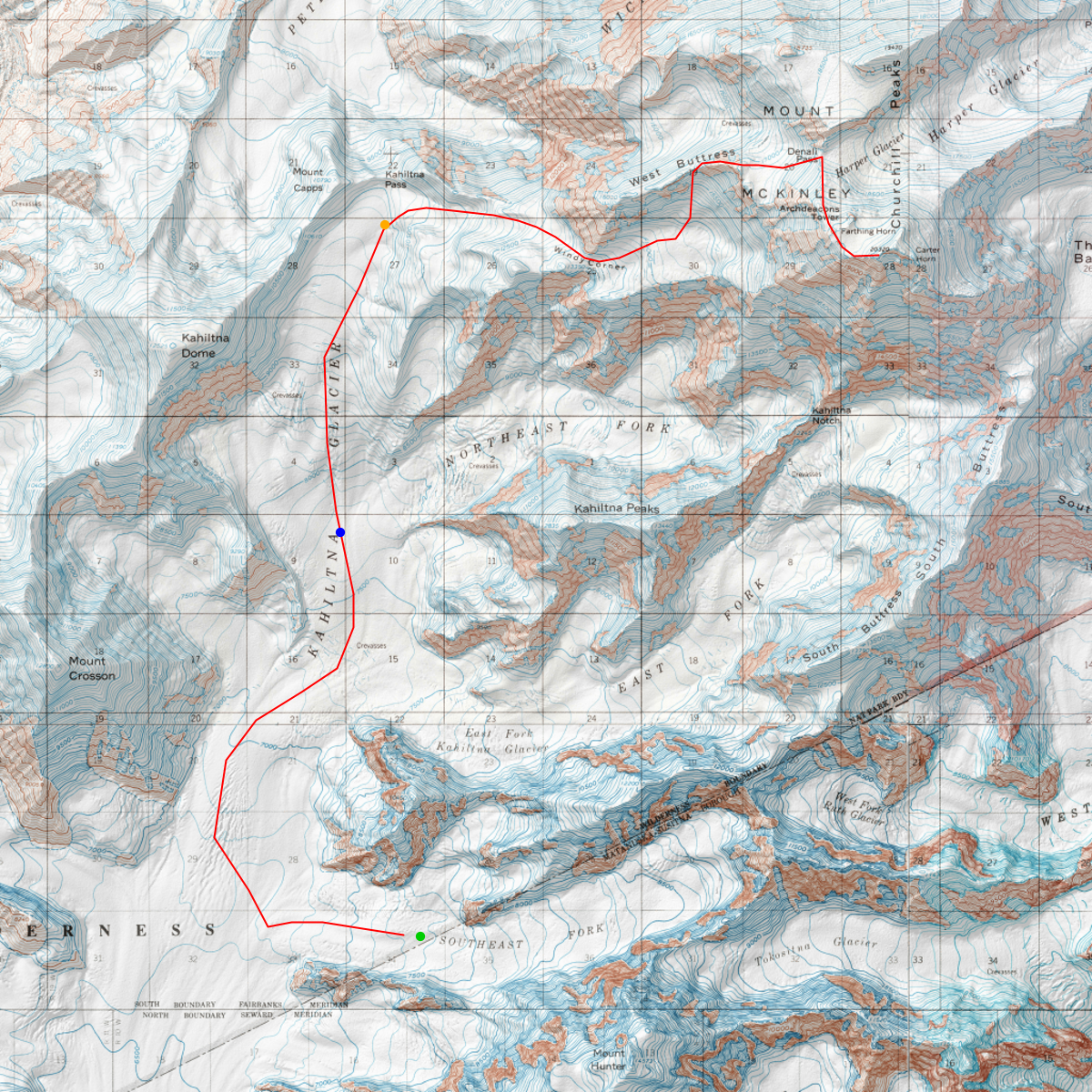 Denali - West Buttress - CalTopo