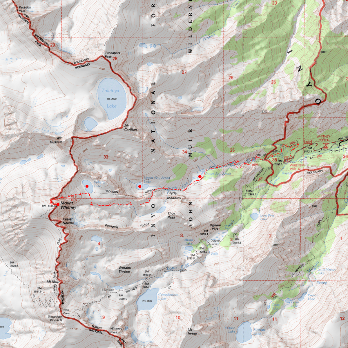 Mt Whitney Mountaineers Route CalTopo   6V2L