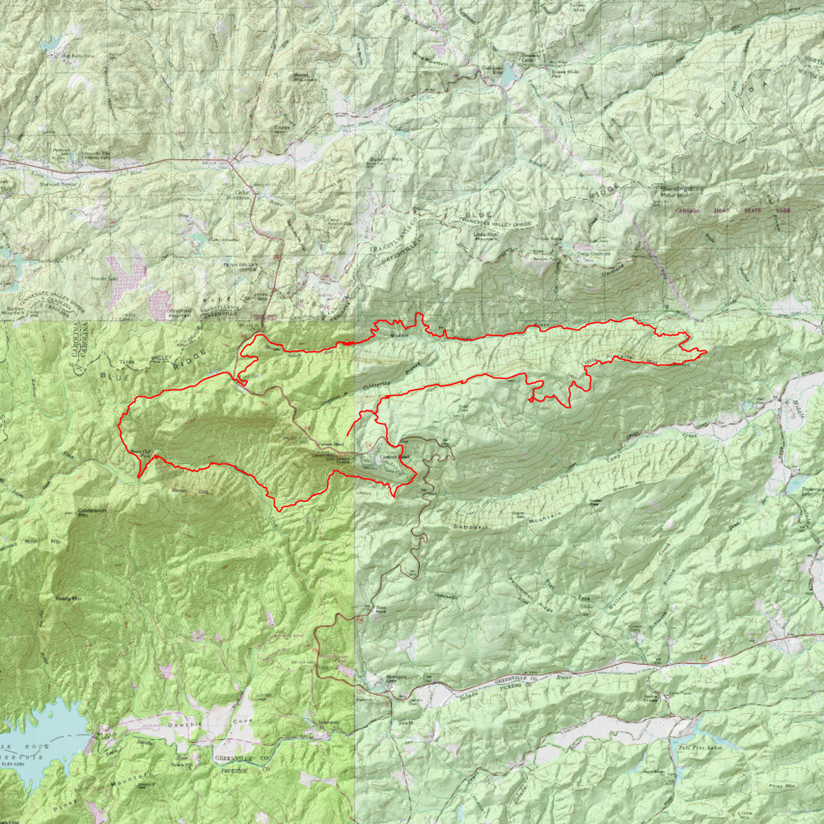 Jones Gap Area (Loop) - CalTopo