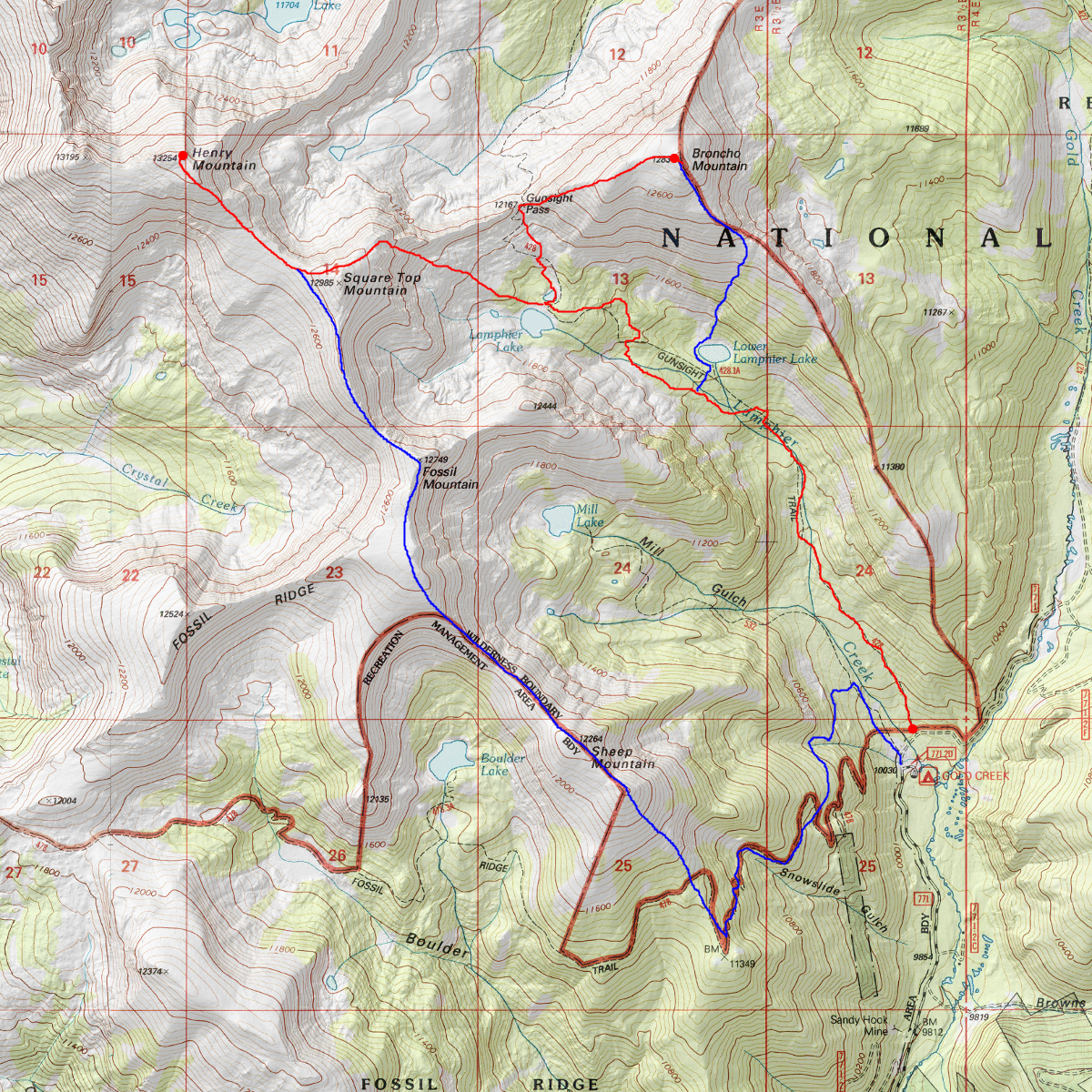 Henry Mountain - Fossil Ridge - CalTopo