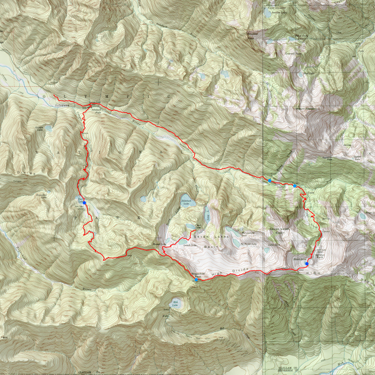 High divide loop and Seven lake basim - CalTopo