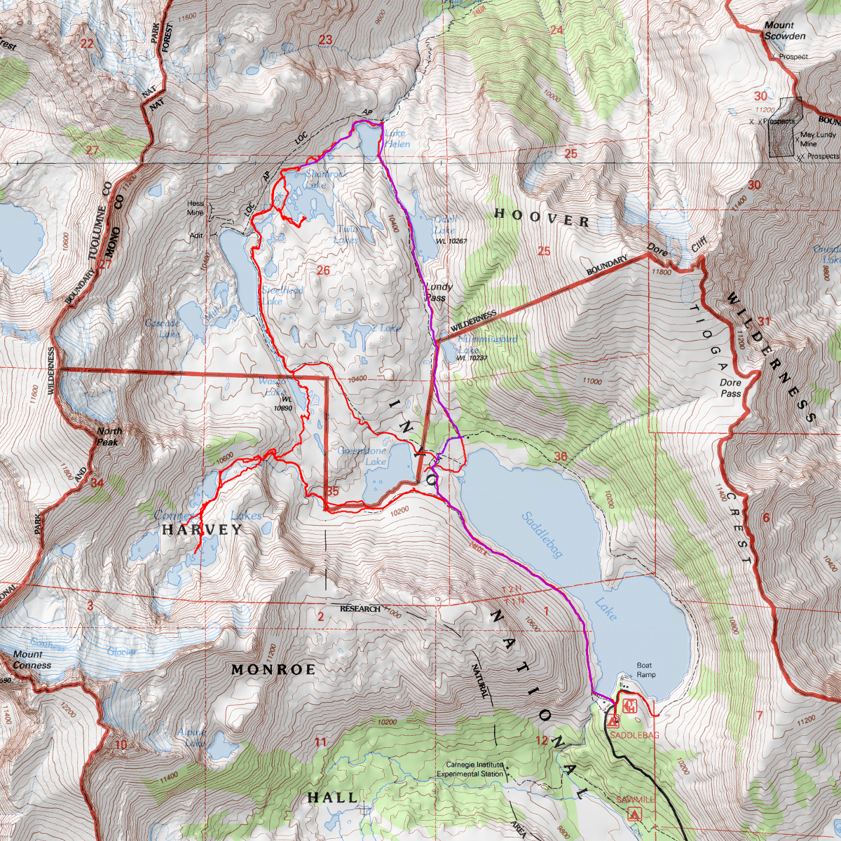 20 Lakes Basin - CalTopo