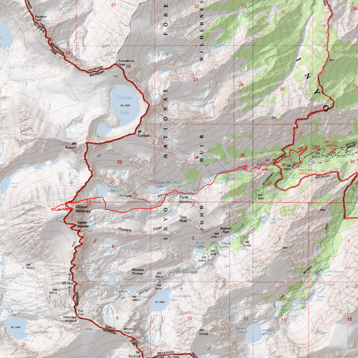 Mount Whitney via Mountaineer's Route - CalTopo