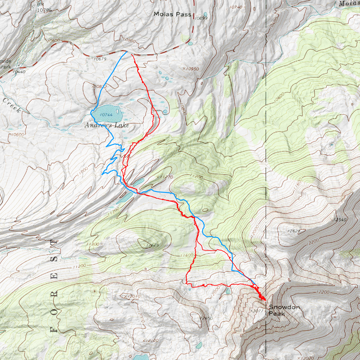 Snowdon peak - Naked Lady couloir - CalTopo