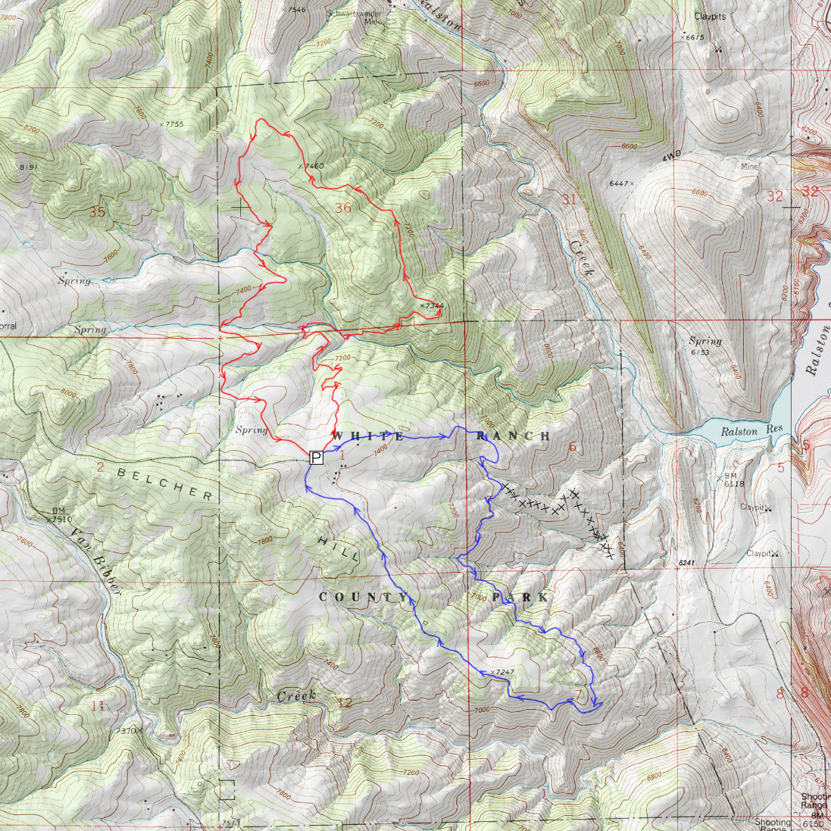 White Ranch Rawhide & Longhorn Hiking Loops - Caltopo