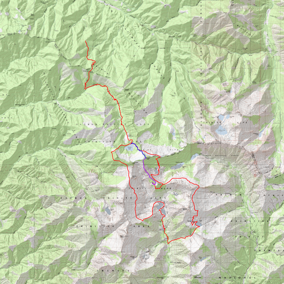 Trinity Alps Deams CalTopo