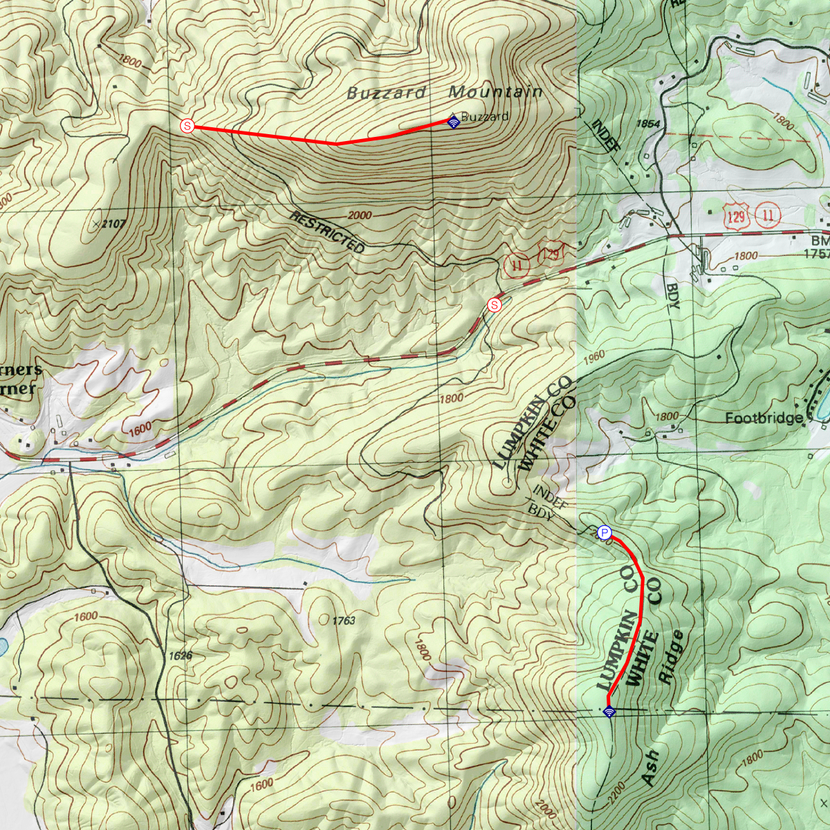 Buzzard & Ash Ridge - CalTopo