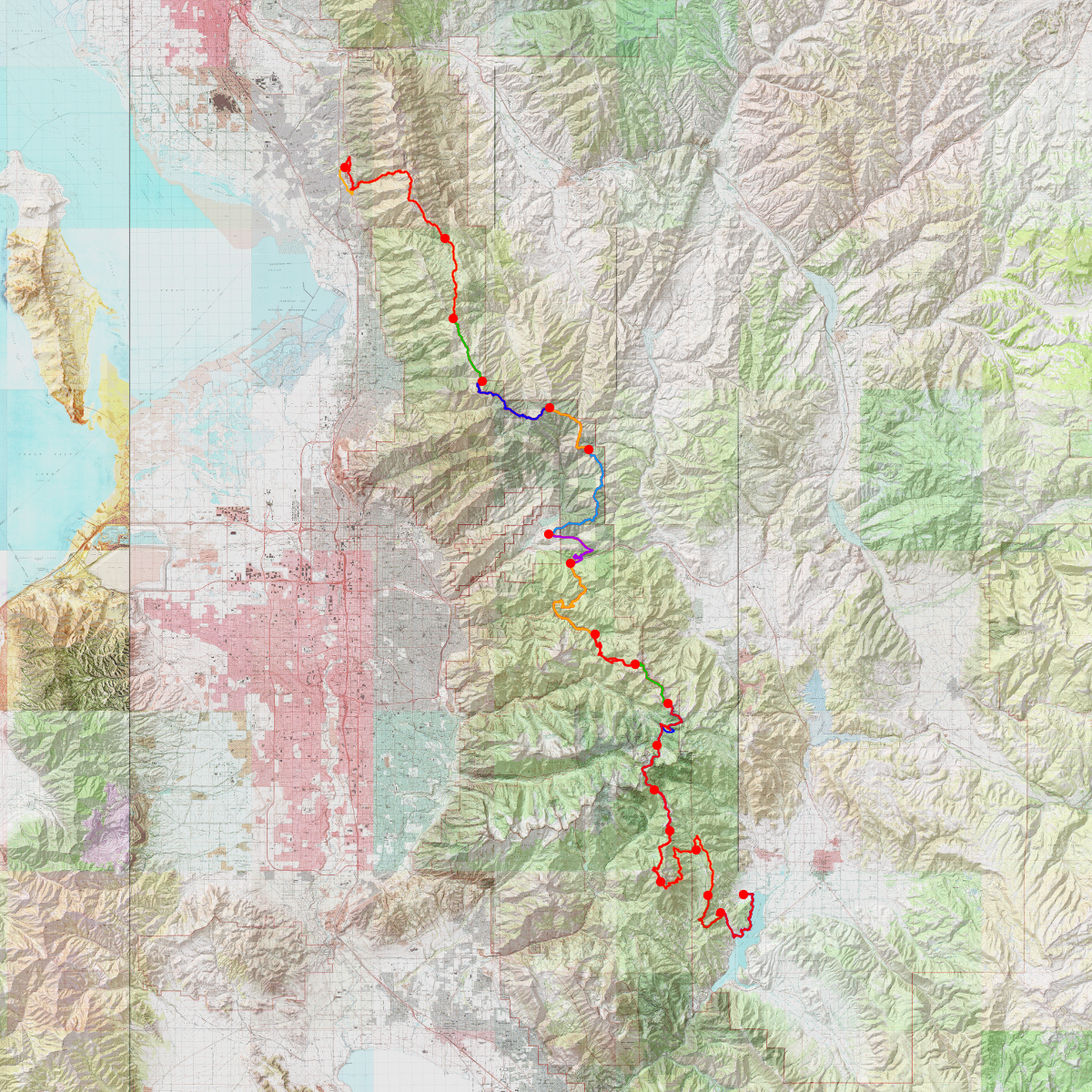 Wasatch 100 AS segments - CalTopo