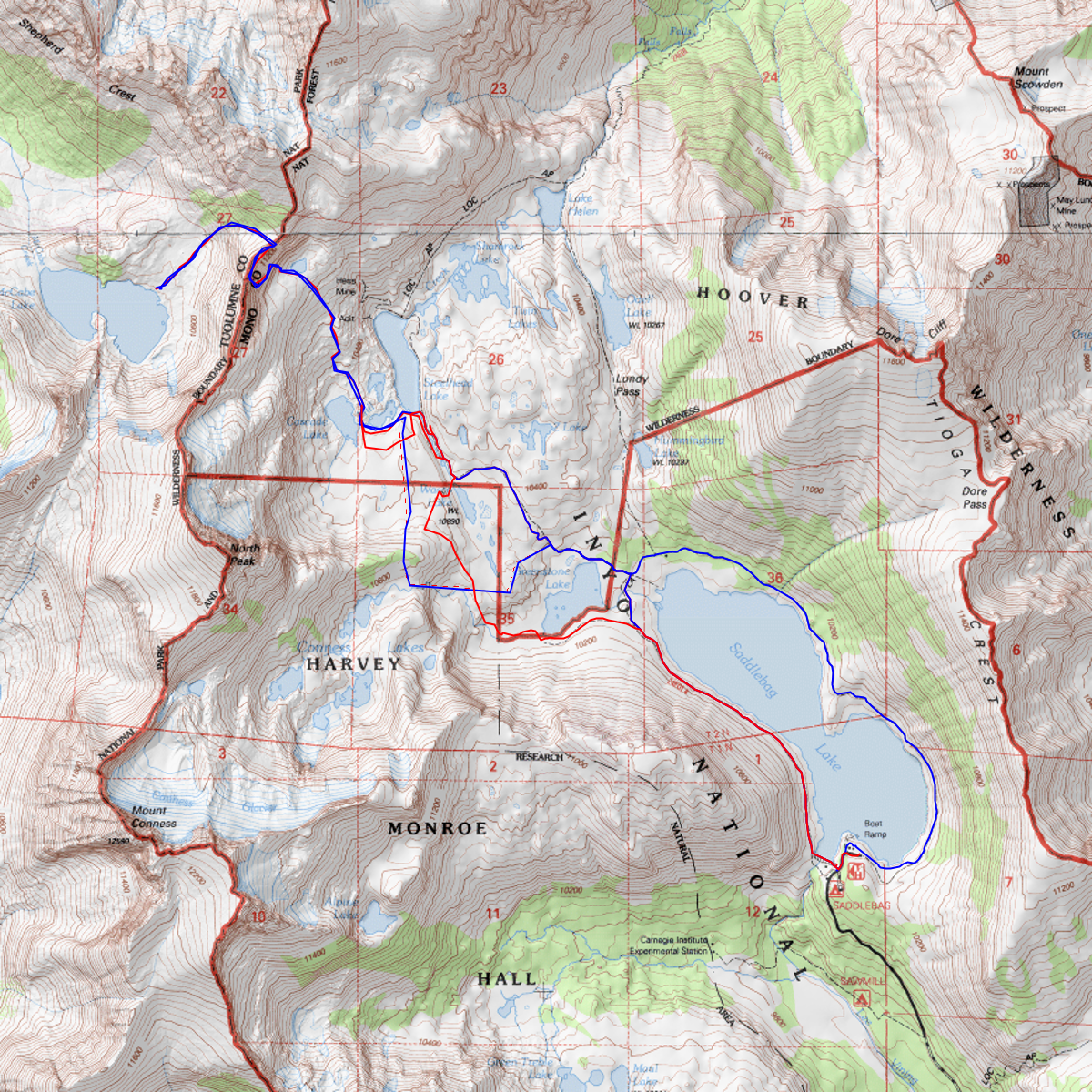 20 Lakes Basin to Secret Pass - CalTopo