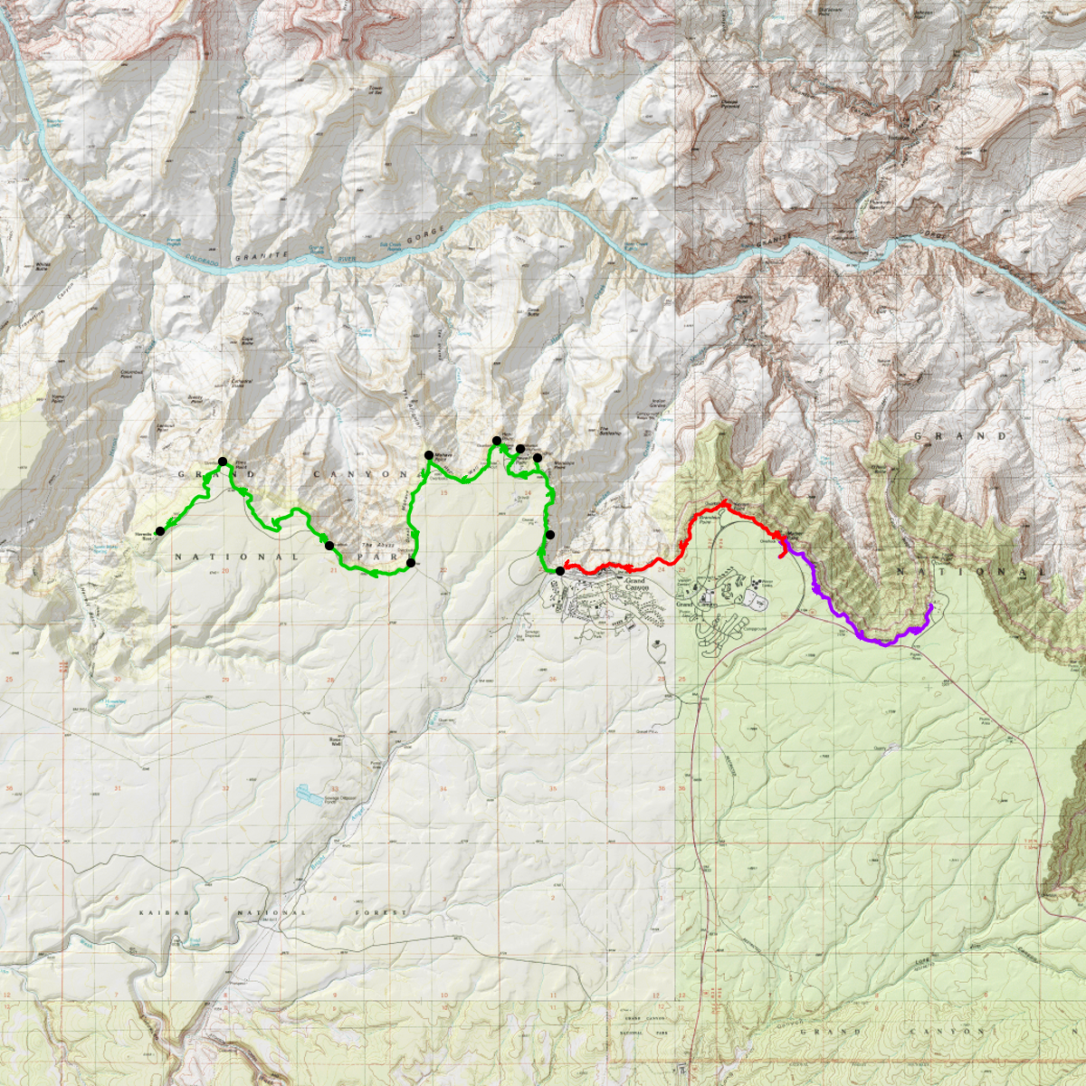 Rim Trail Grand Canyon - CalTopo