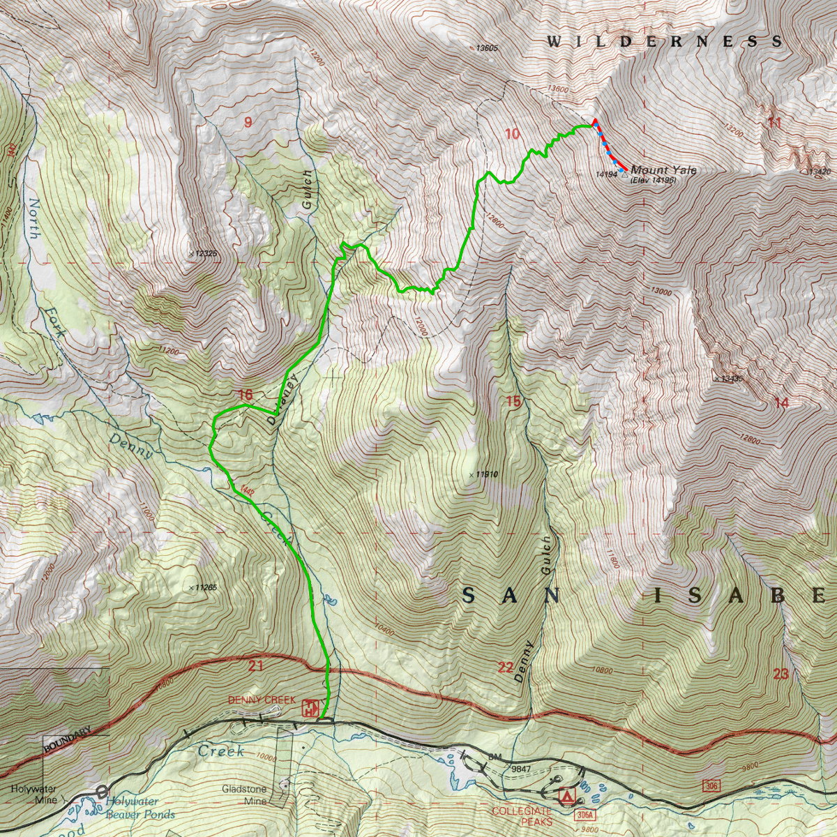 Mt Yale - CalTopo