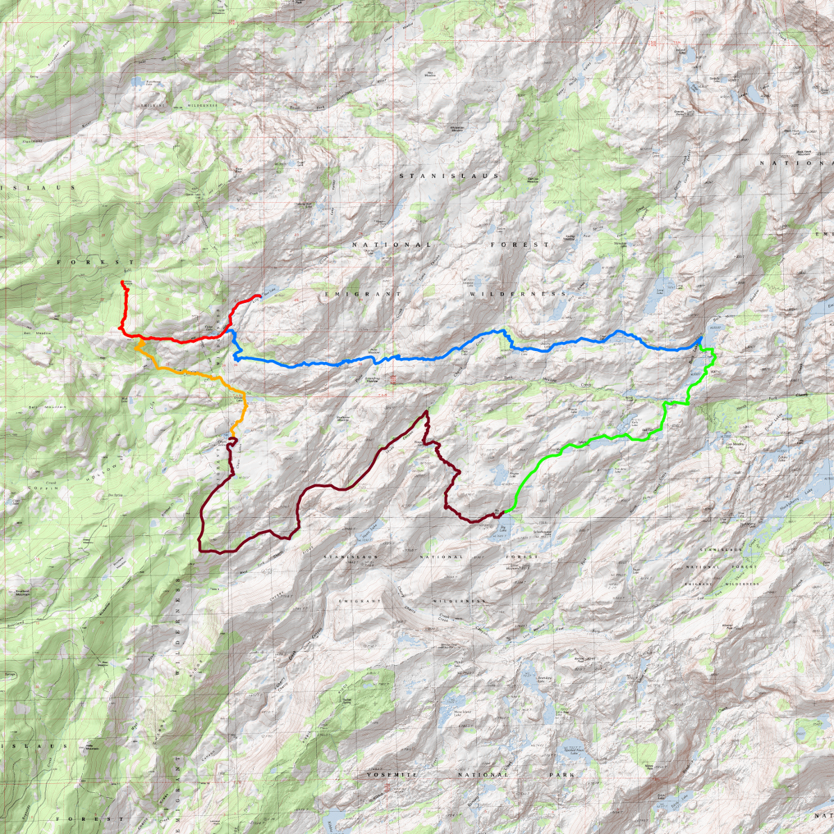 Emigrant Wilderness 2019 - CalTopo