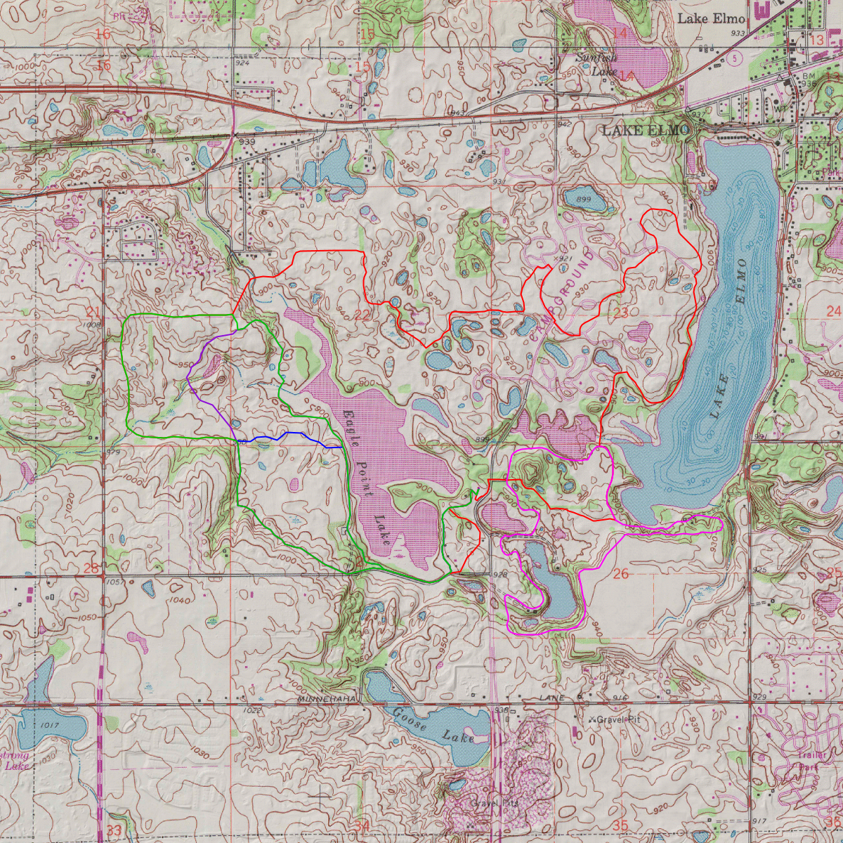 Lake Elmo Hikes CalTopo