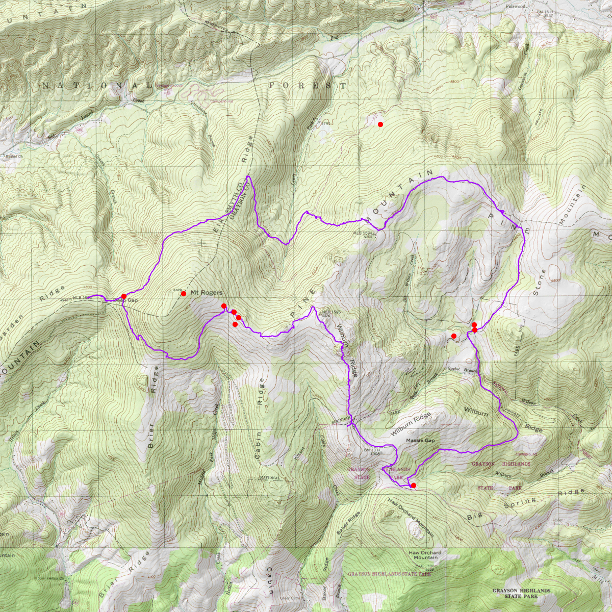 Grayson Highlands - CalTopo