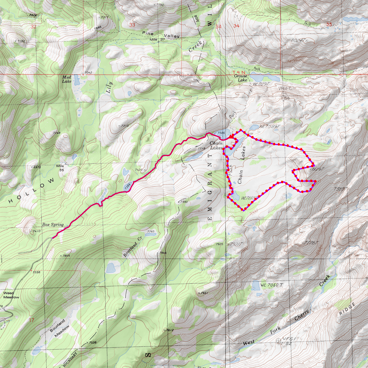 2019 Chain Lakes, Emigrant Wilderness - CalTopo