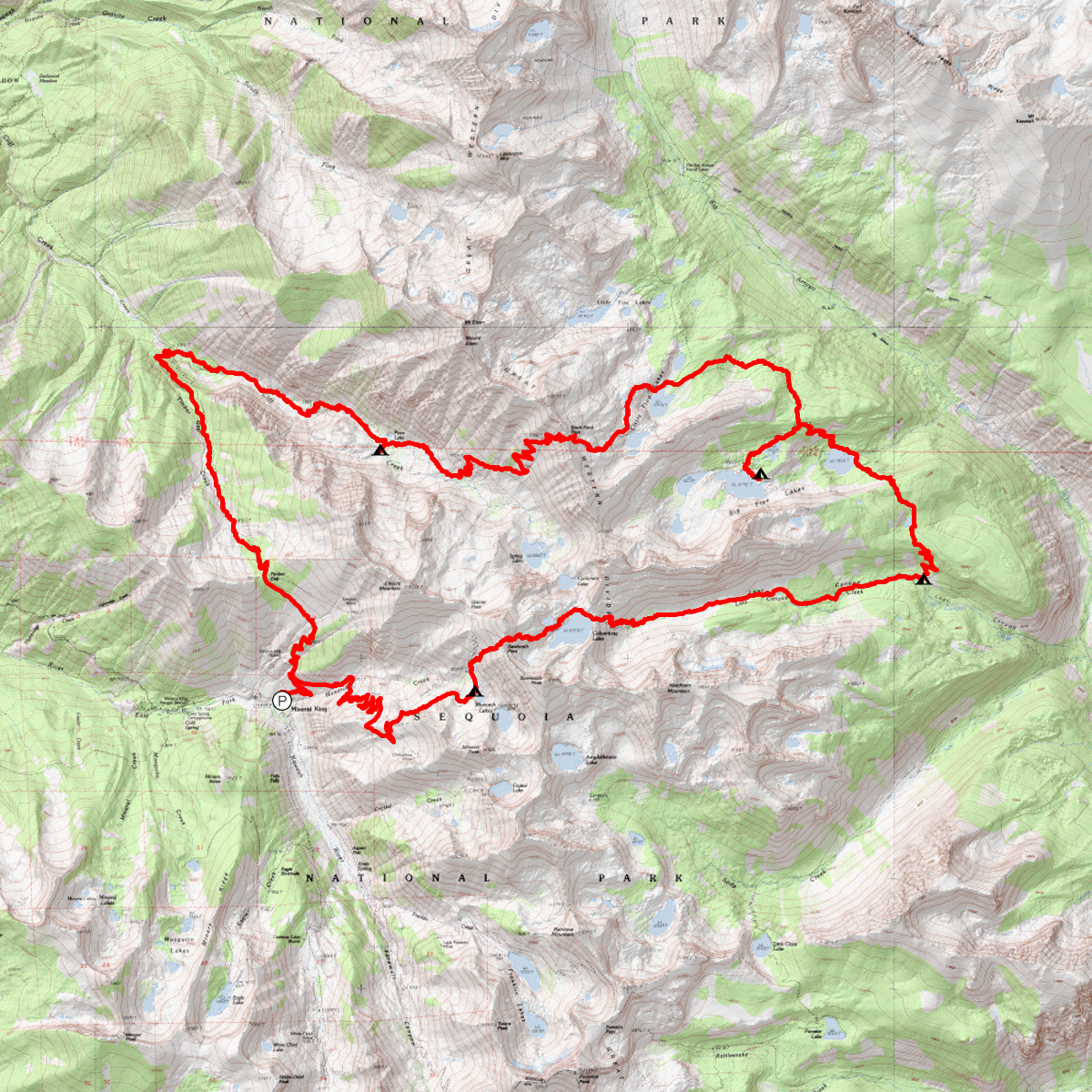 Big Five Lakes Loop - Lasting Adventures - CalTopo