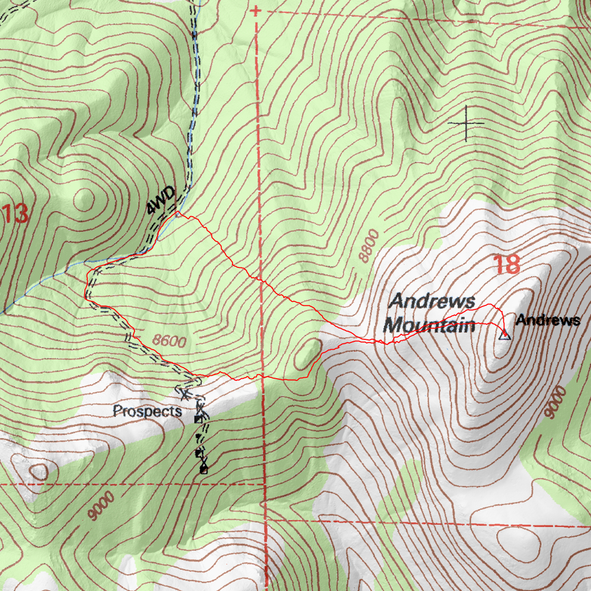 Map: Andrews Mountain - CalTopo