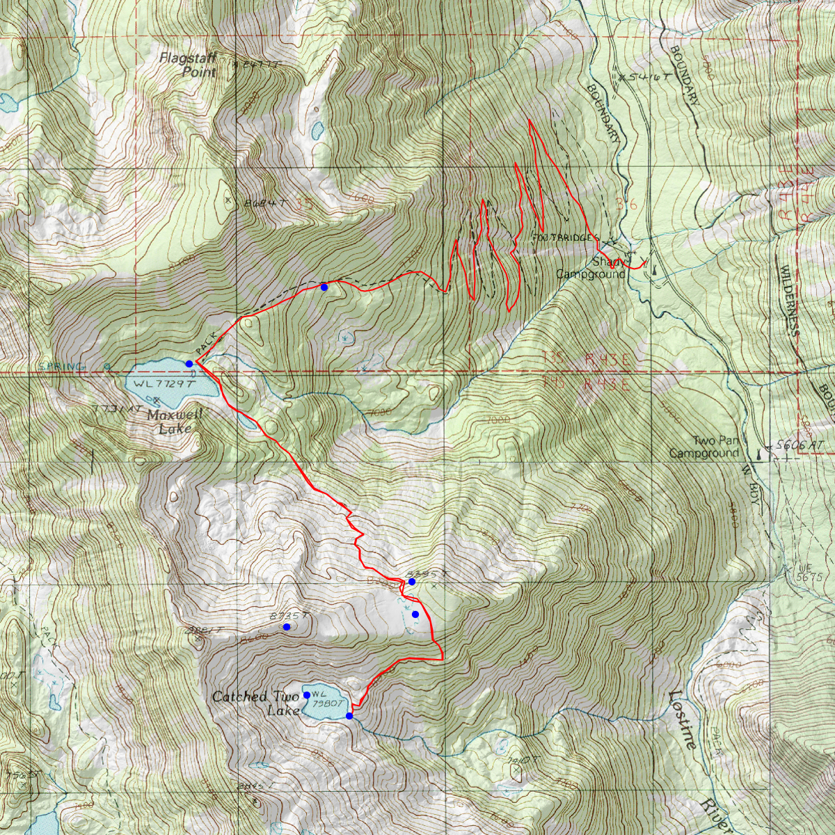 Catched Two Lake - CalTopo