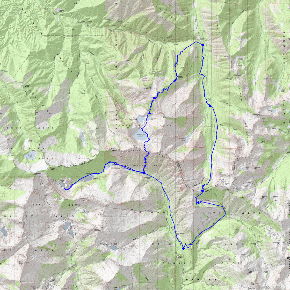 Trinity Alps Loop - CalTopo