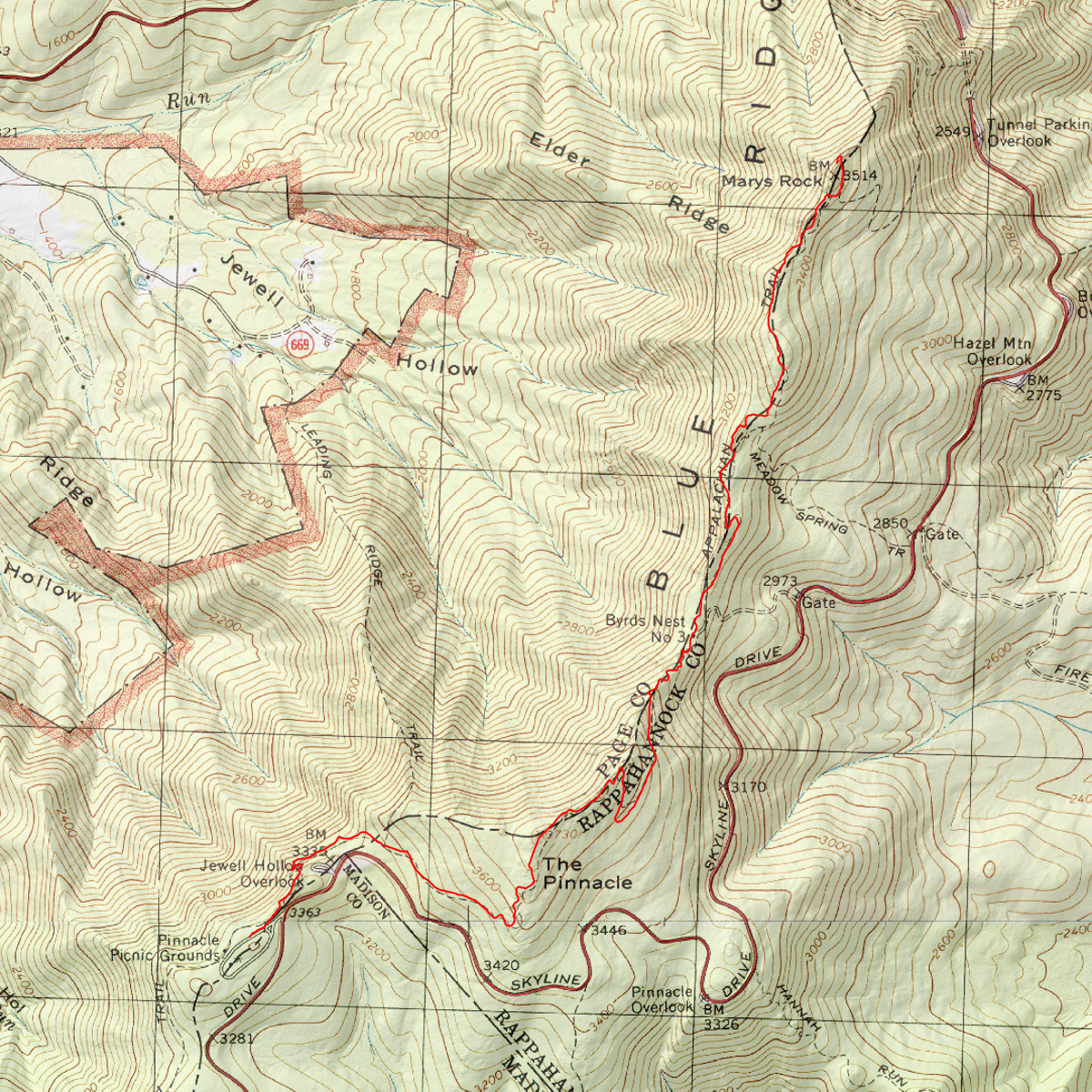 Mary's Rock Via Pinnacles - CalTopo