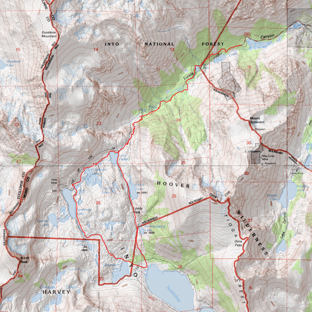 Lundy Lake Loop - CalTopo