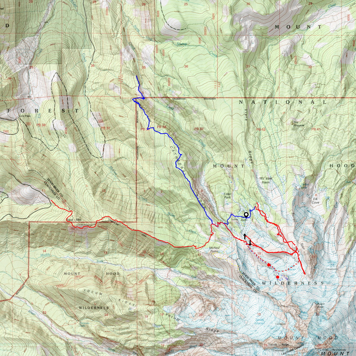 Cathedral Ridge to Barrett Spur - CalTopo