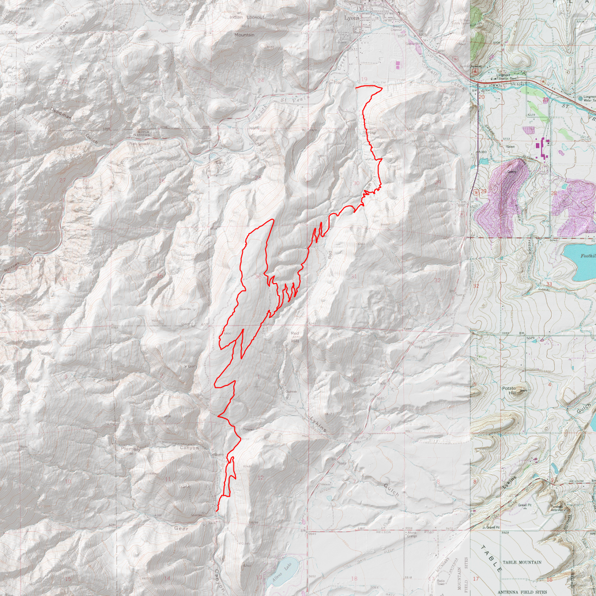 Heil Ranch: long run, incl Boulder to Lyons - 20 miles - CalTopo
