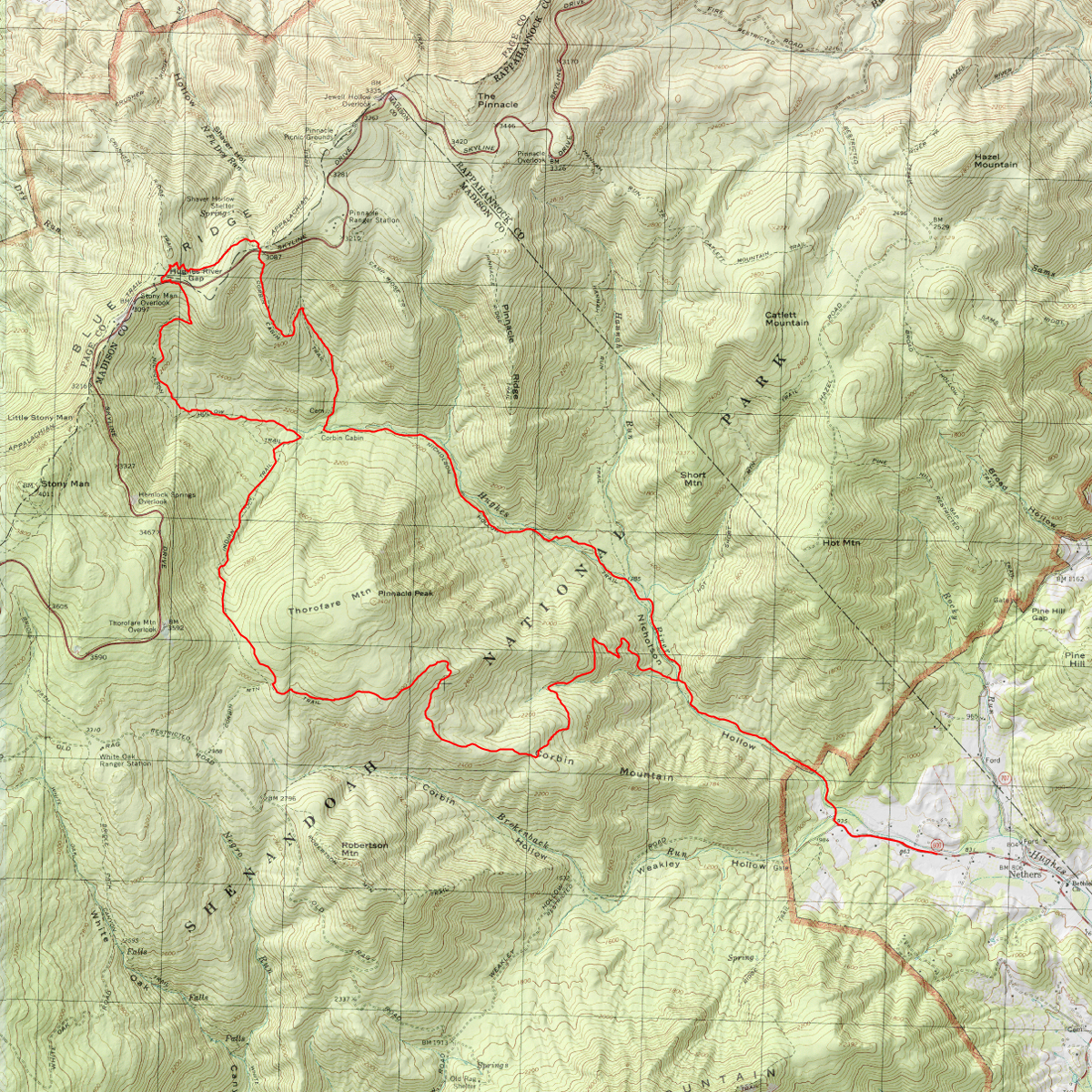 Corbin Cabin and Nicholson Hollow SNP - CalTopo