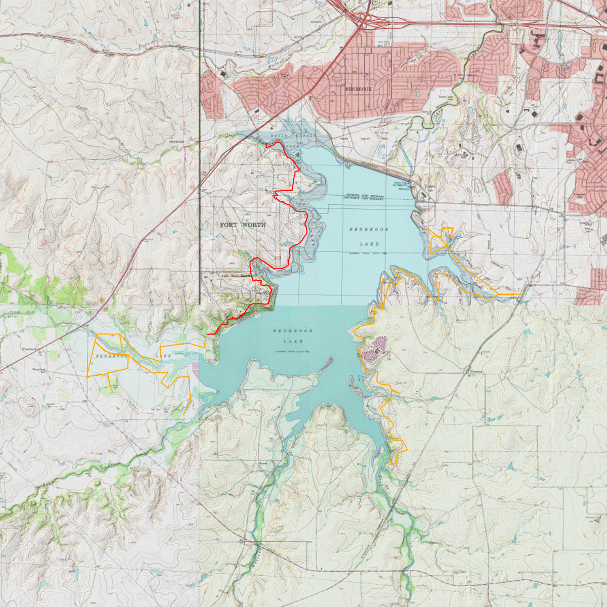 Benbrook Lake CalTopo