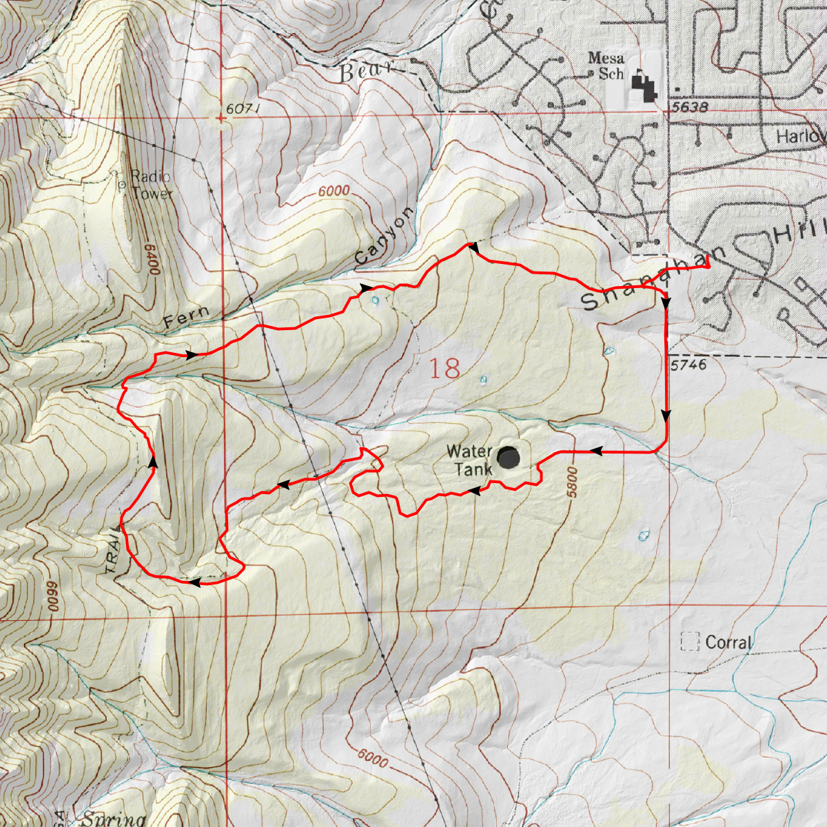 Shanahan Ridge Hike - CalTopo