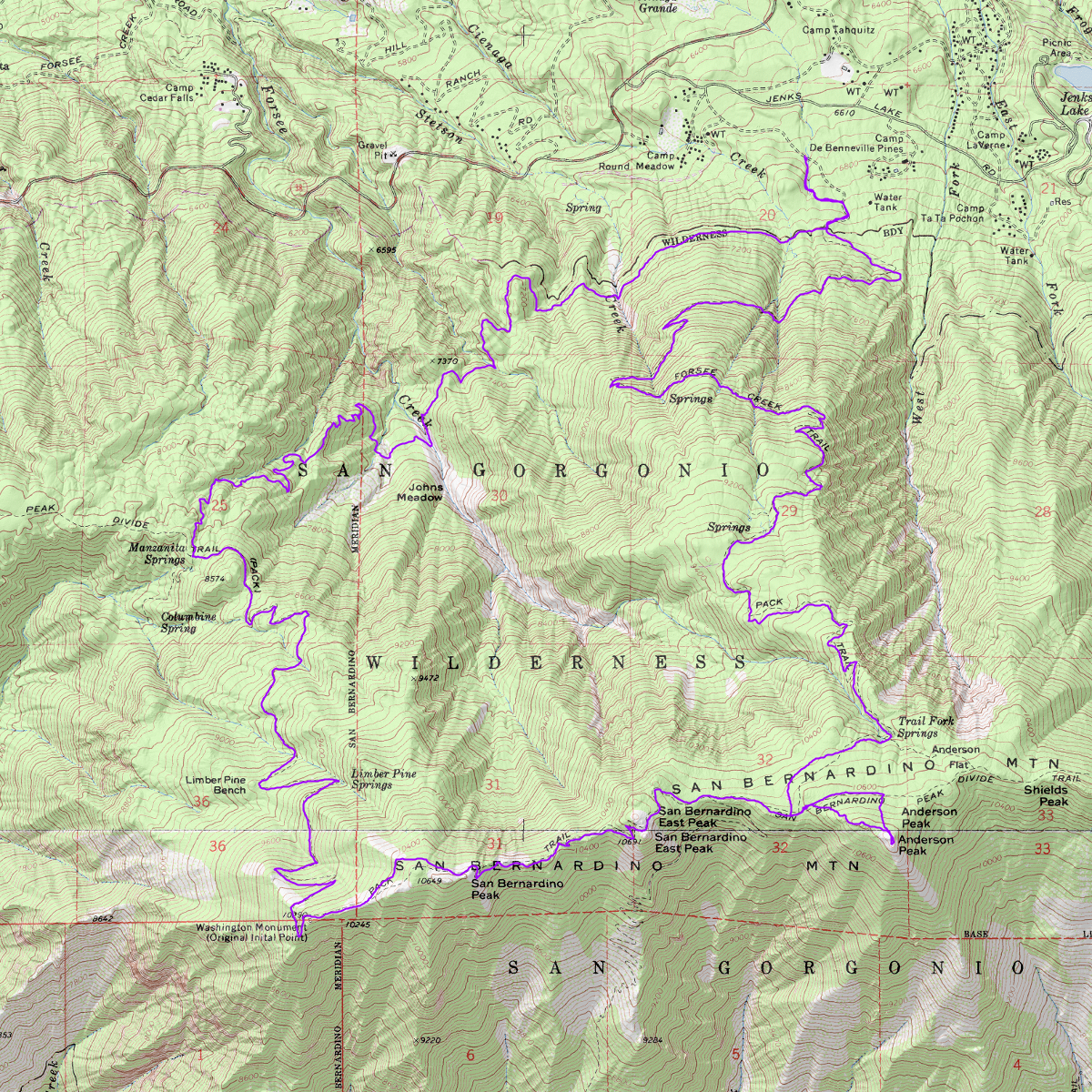 San Bernardino Peaks CalTopo