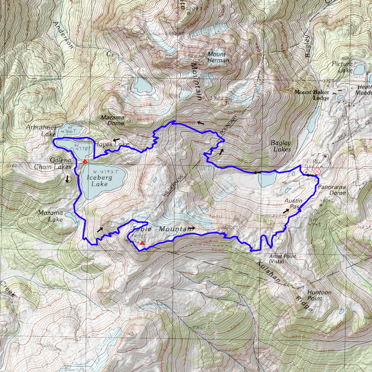 Chain Lakes Loop CalTopo