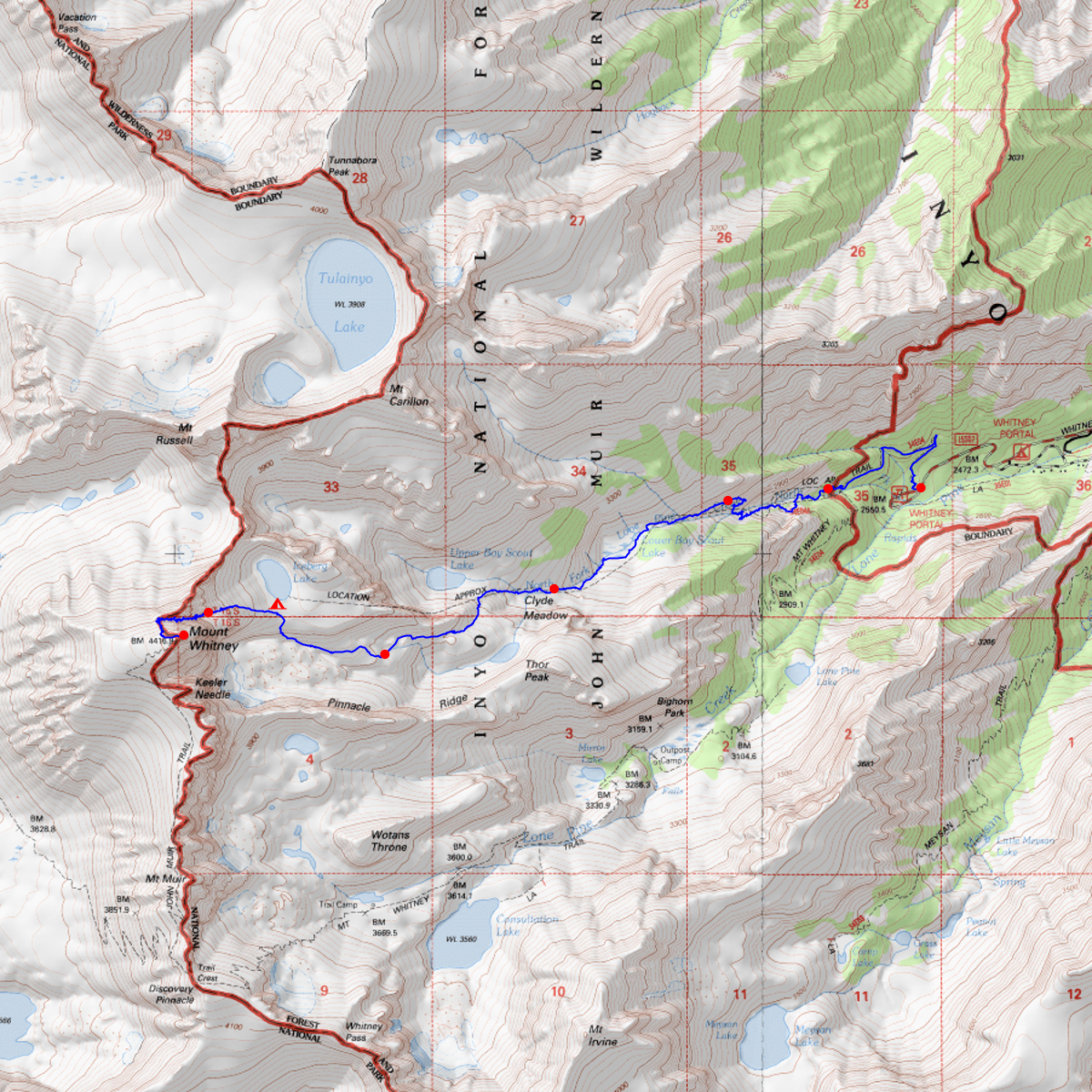 Whitney - Mountaineer Route 2018 - CalTopo