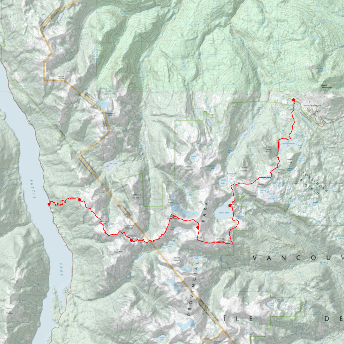 Strathcona Provincial Park, Augerpoint Traverse - Aug 15-19, 2017 - CalTopo