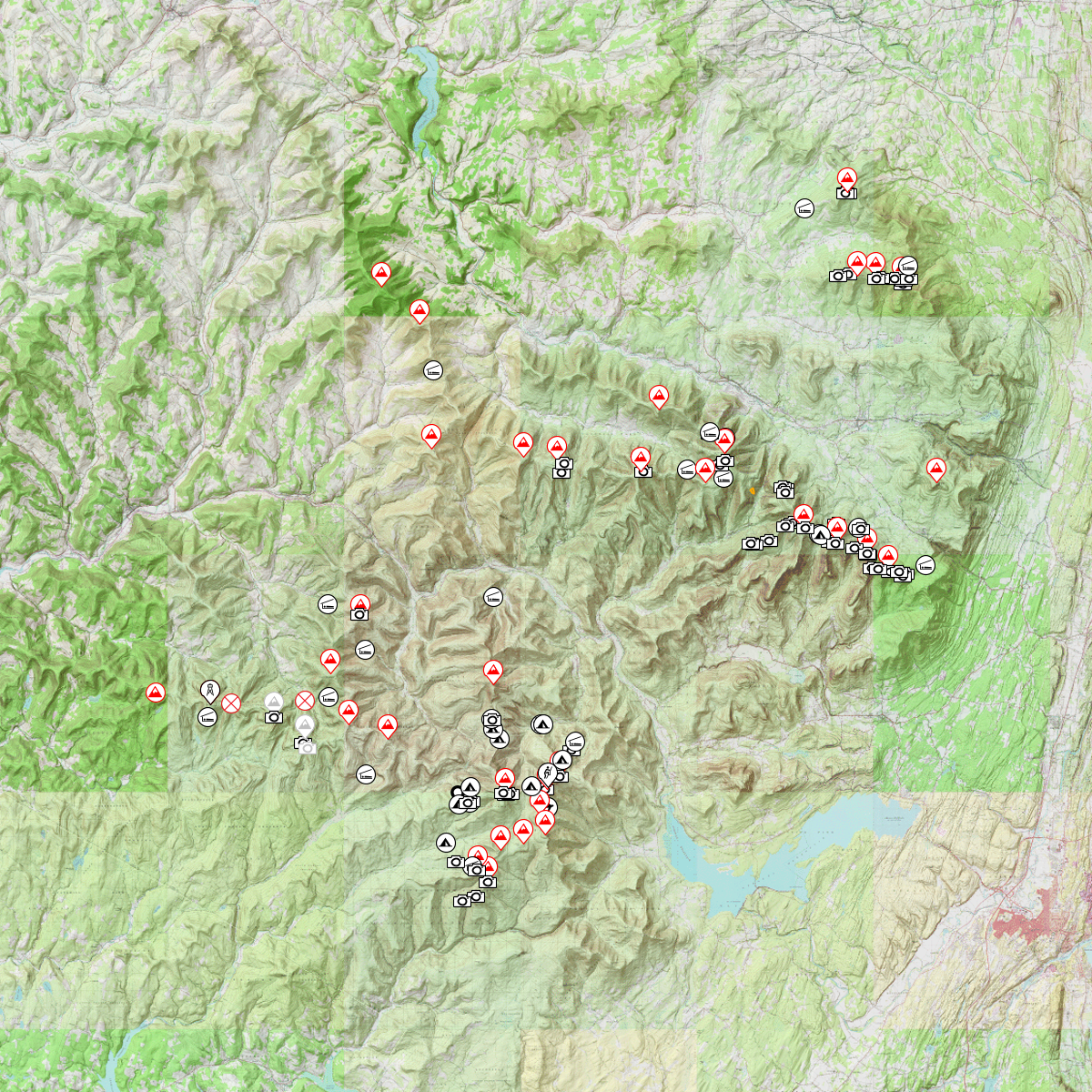 Map Of Catskill 3500 Peaks Catskill 3500 Peaks - Caltopo